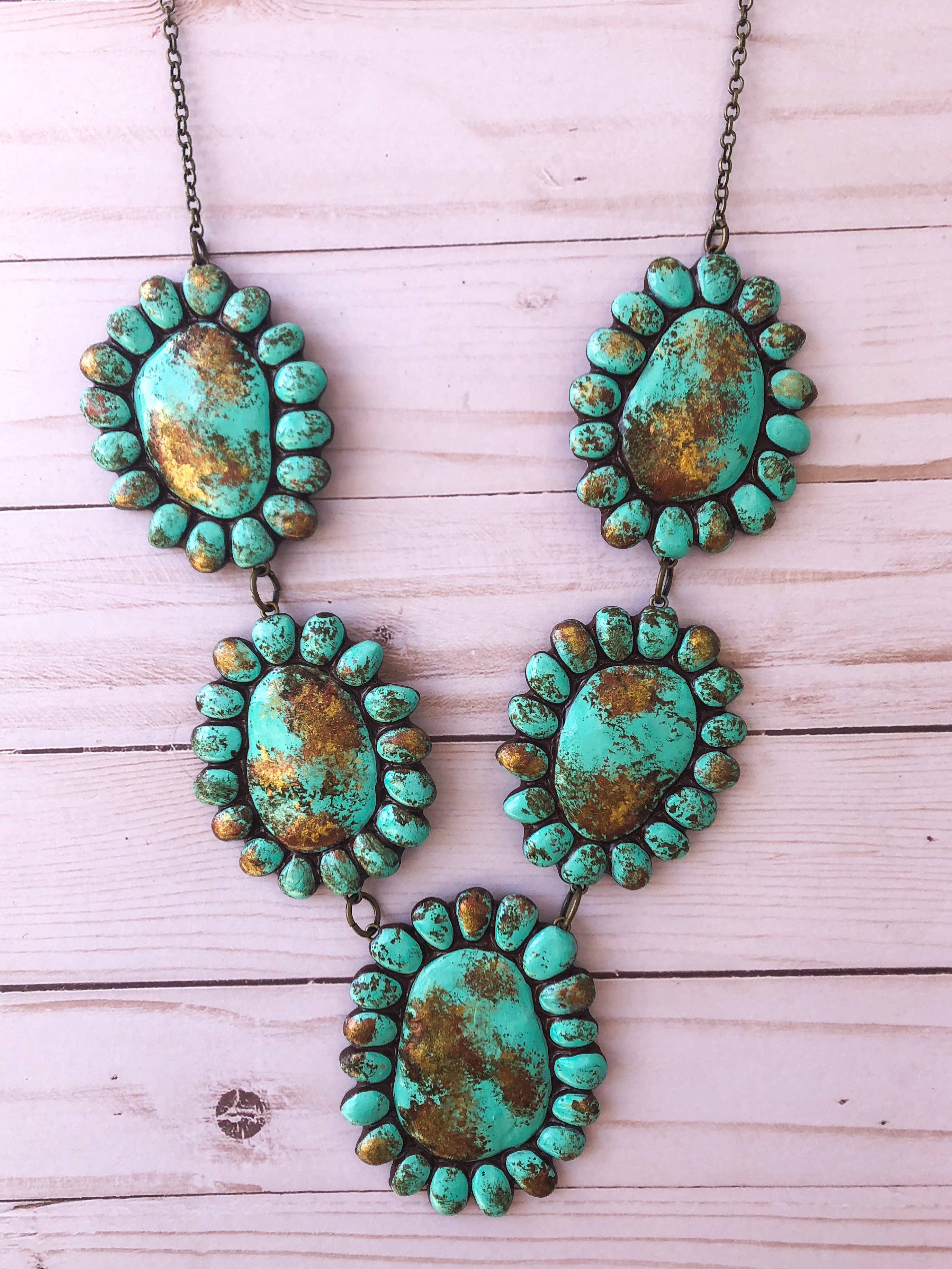 Nomadic Brunette - Wholesale Pendant/Charm Necklace - Kingston Necklace- Turquoise Stone Western Handmade Clay2
