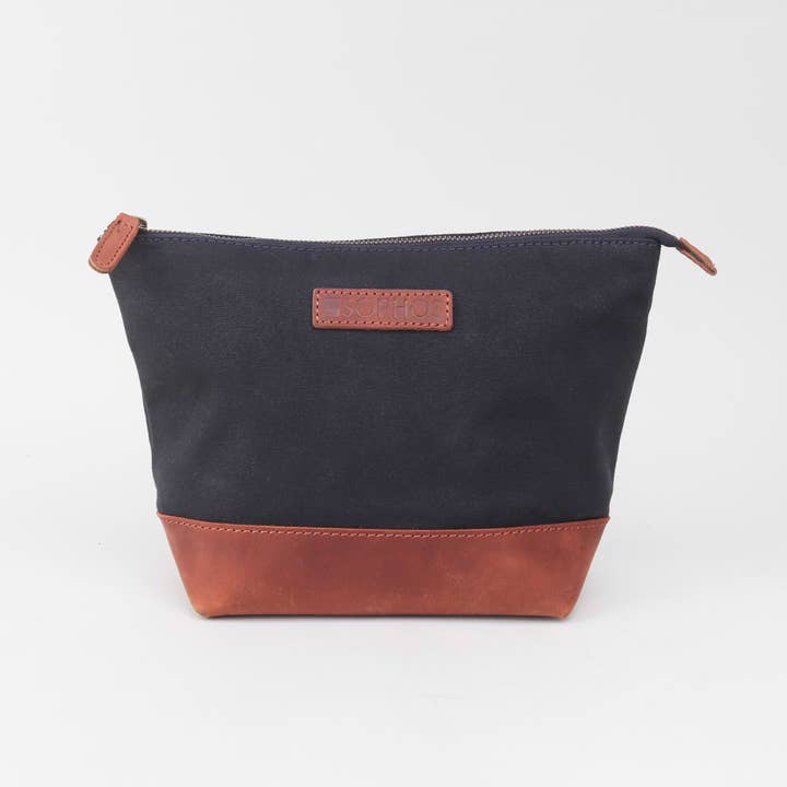 Borsa da bagno triangolare in tela cerata blu scuro per la vendita all'ingrosso da parte di Sophos