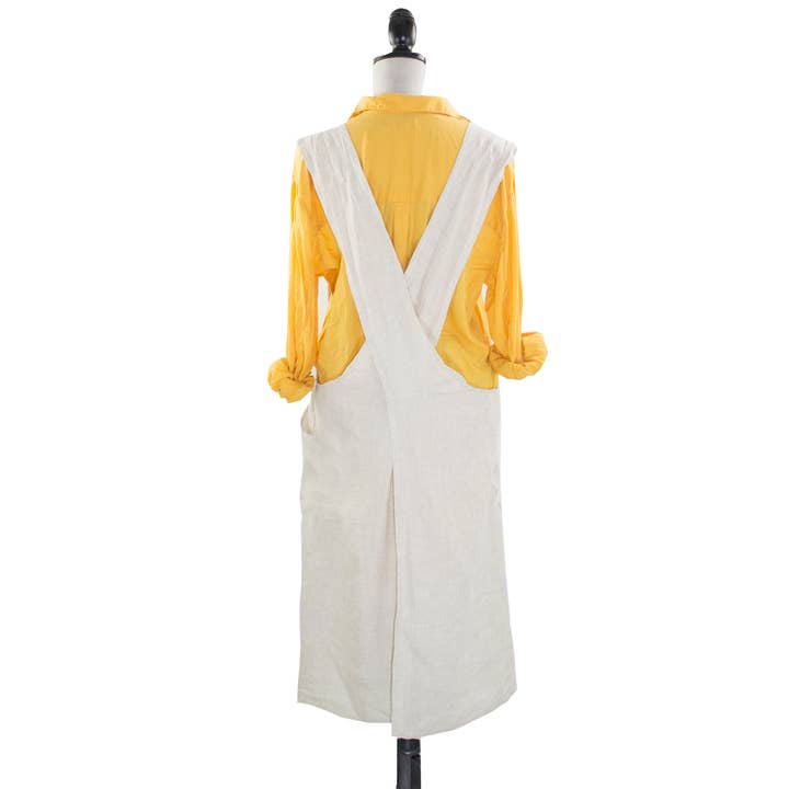 Fennco Styles - Wholesale Apron - Natural Criss Cross Back Apron Pure Linen Chef Cooking Apron