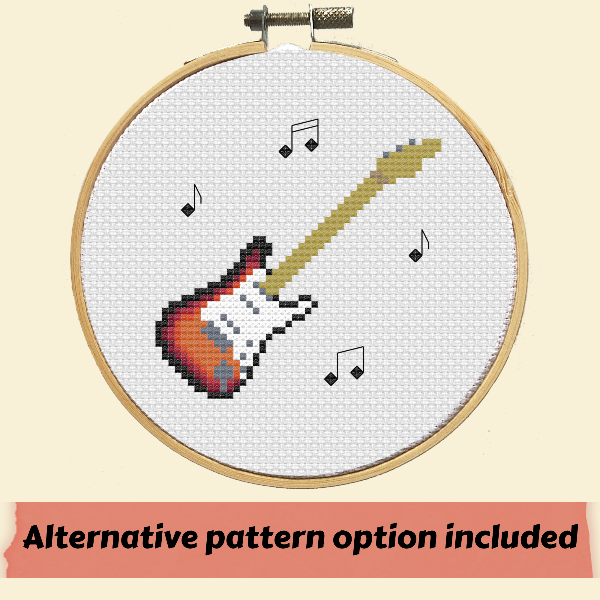 Knit Knot Krafts – wholesale Embroidery/cross-stitch supplies – 'You Rock' Guitar Cross Stitch Kit1