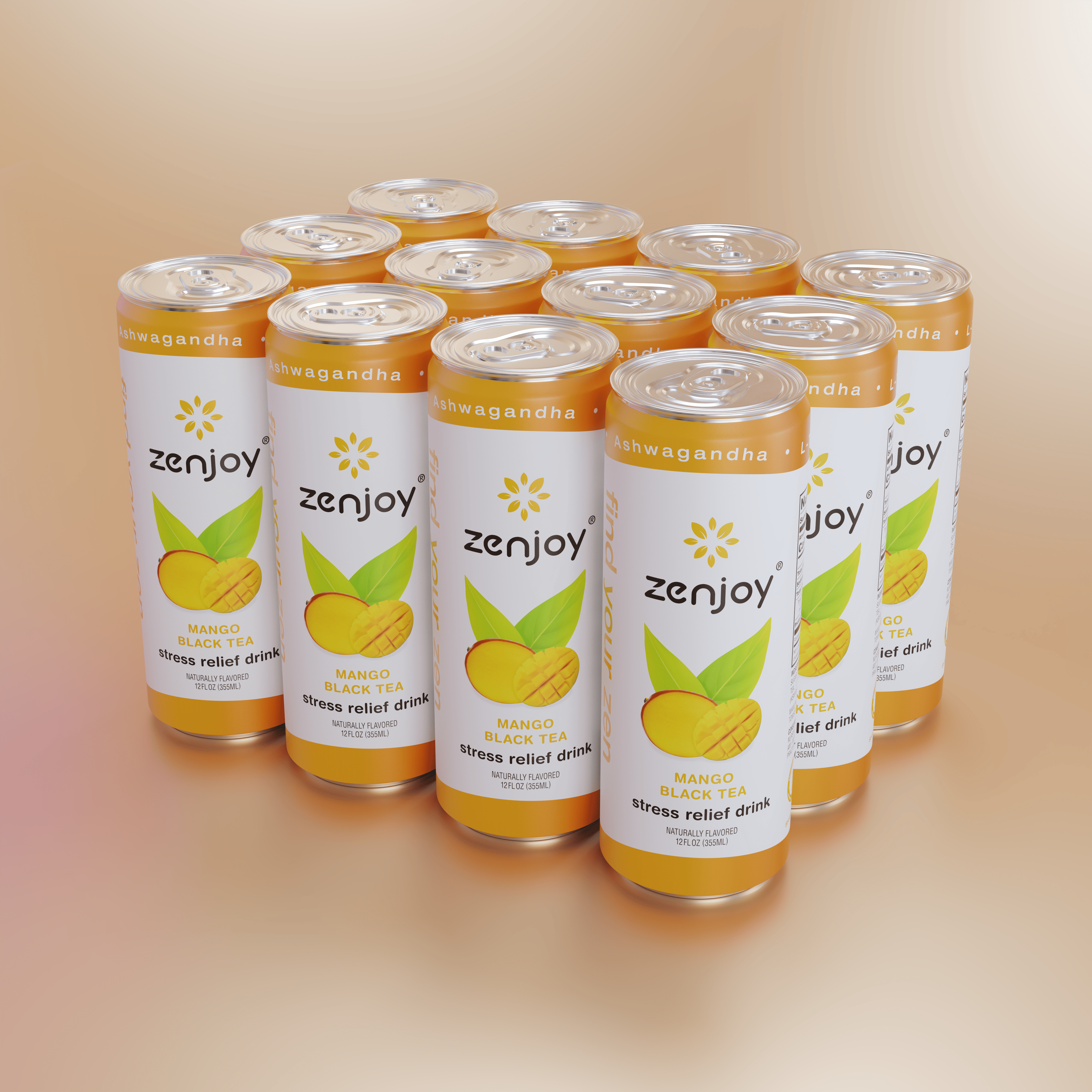 Zenjoy - Vente Apéritifs sans alcool/mocktails - Zenjoy - Thé Noir Mangue, Boisson Adaptogène Anti-Stress1