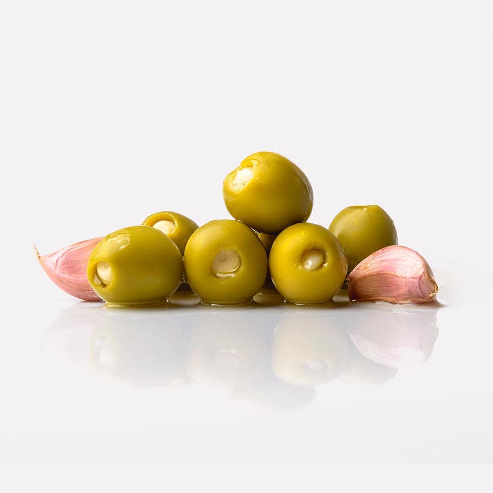 Don Gastronom USA - Wholesale Olives - Triana Olivas. Gordal Olives from Seville Stuffed w/ Garlic3