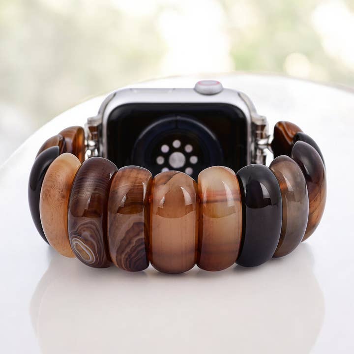Jordisk Ember Agat Stræk Apple Watch Rem for engroshandel hos Cape Diablo