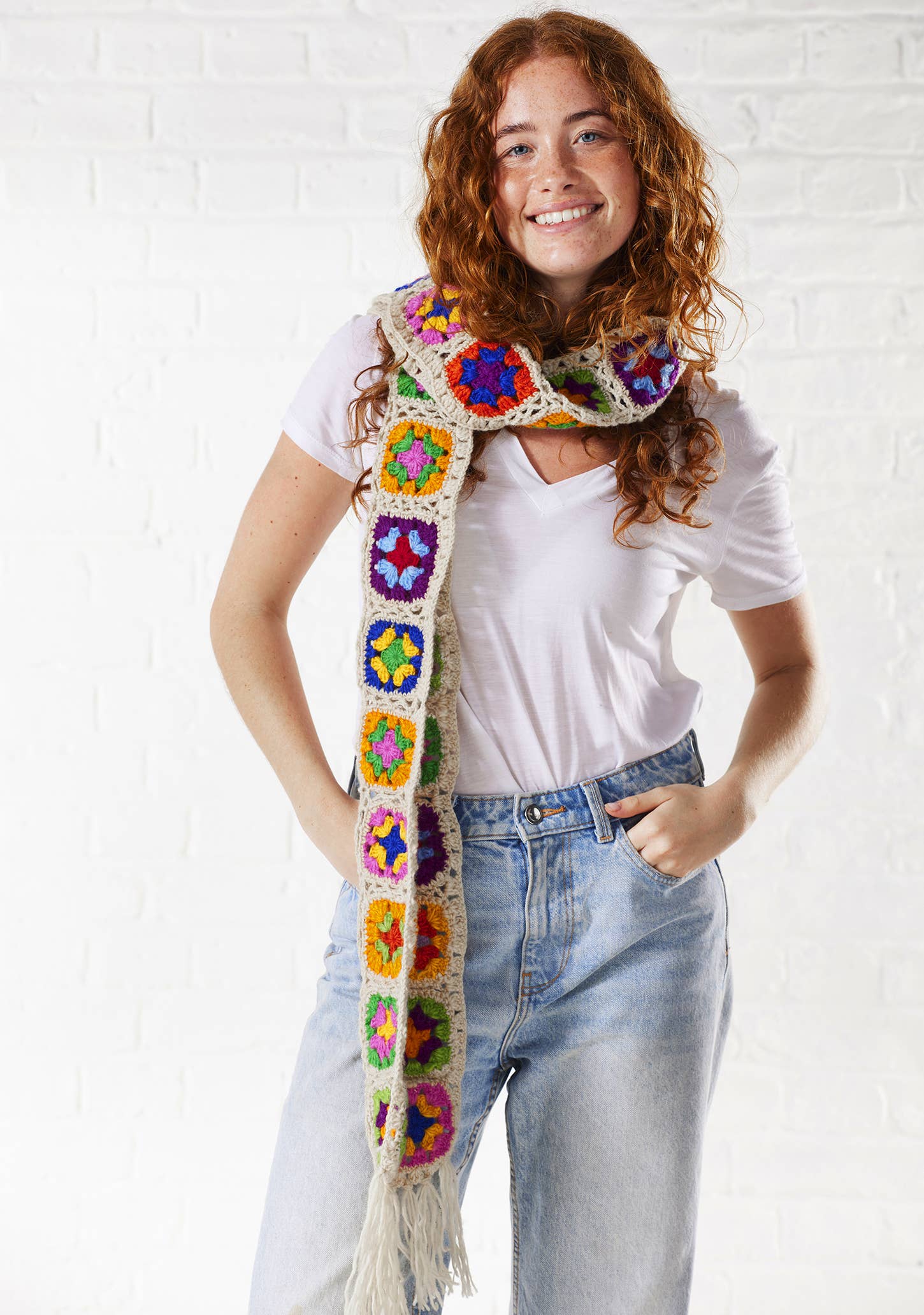 Namaste - Wholesale Sjaal - Dames - Gehaakte regenboog sjaal met granny squares3
