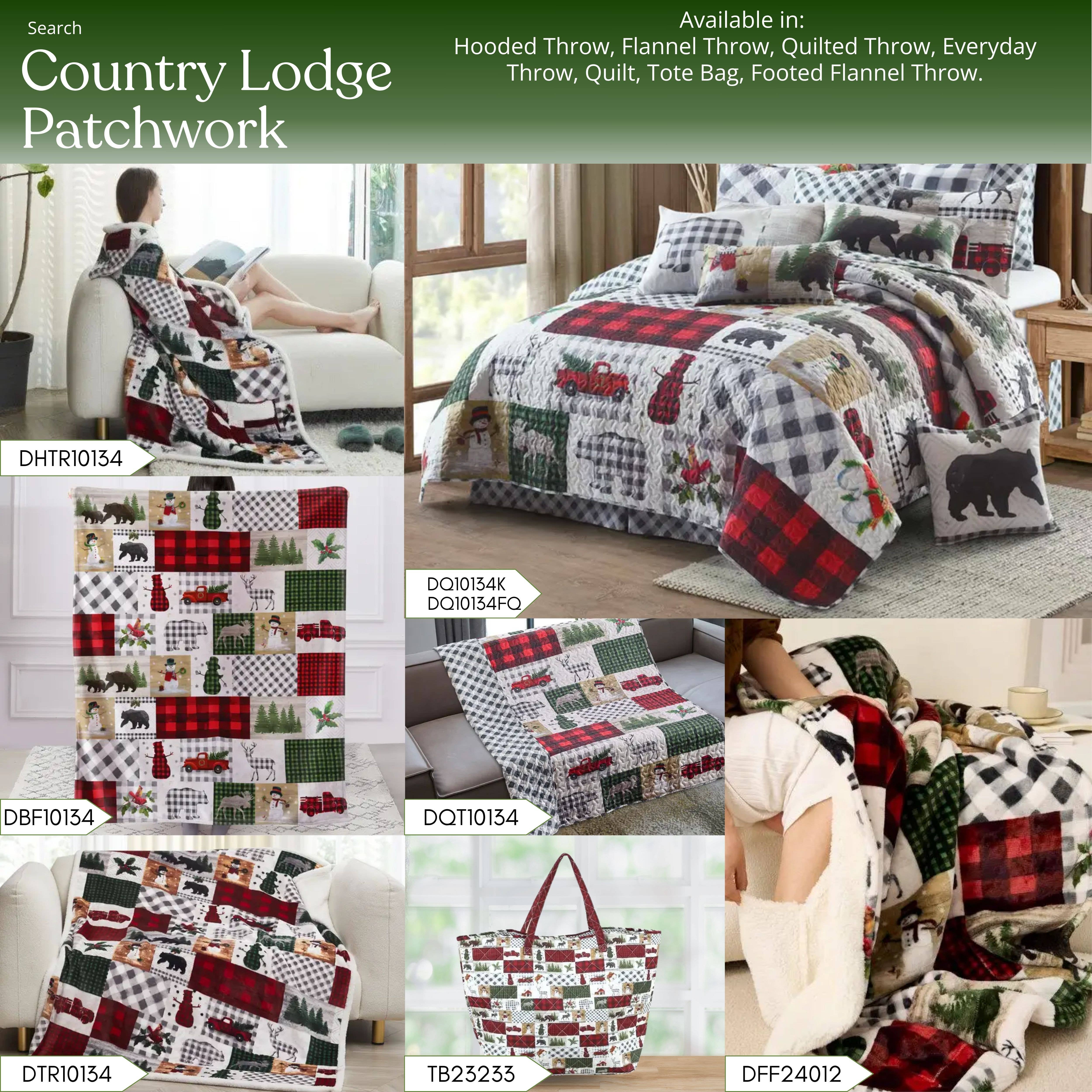 Duke Imports - Venta al por mayor Bolsa de asa- Mujer - Bolso de Mano Acolchado de Diseñador "Country Lodge Patchwork"6