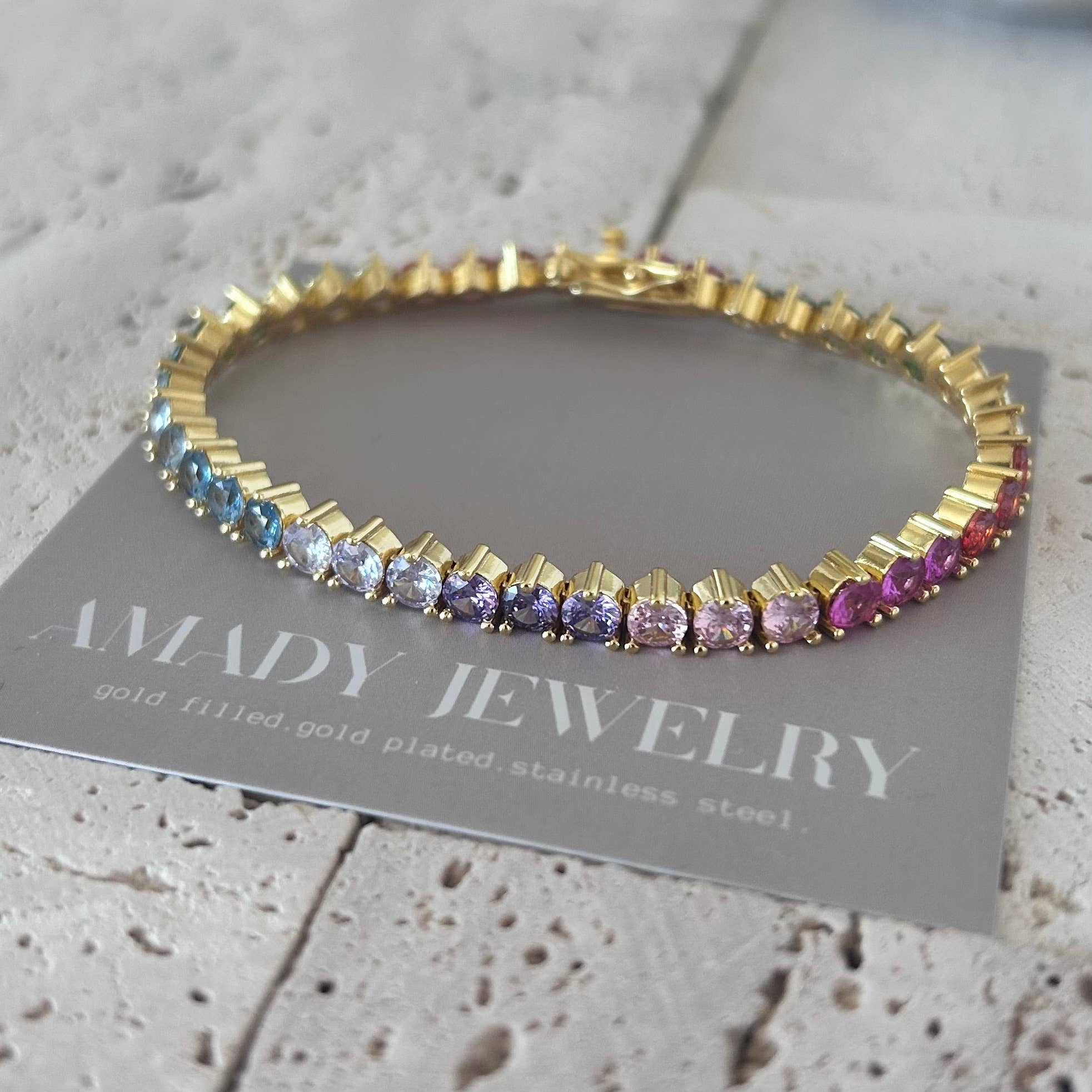 Amady Jewelry - Wholesale Tennis Bracelet - Tennis bracelet Colorful rainbow crystals 11
