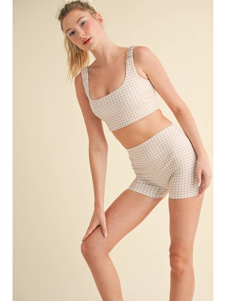 KIMBERLY C - Wholesale Sports Bra - Women's - Gingham Print Ruched Bra Top20