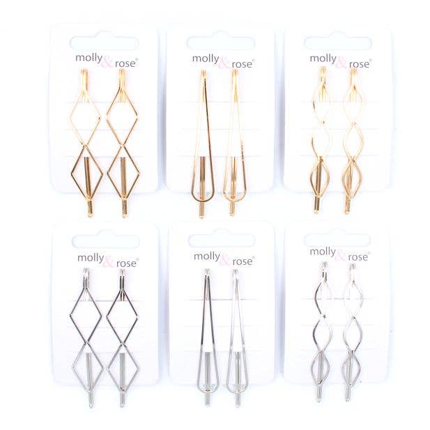 Card Of 2 Decorative Hair Slides for wholesale by Inca UK