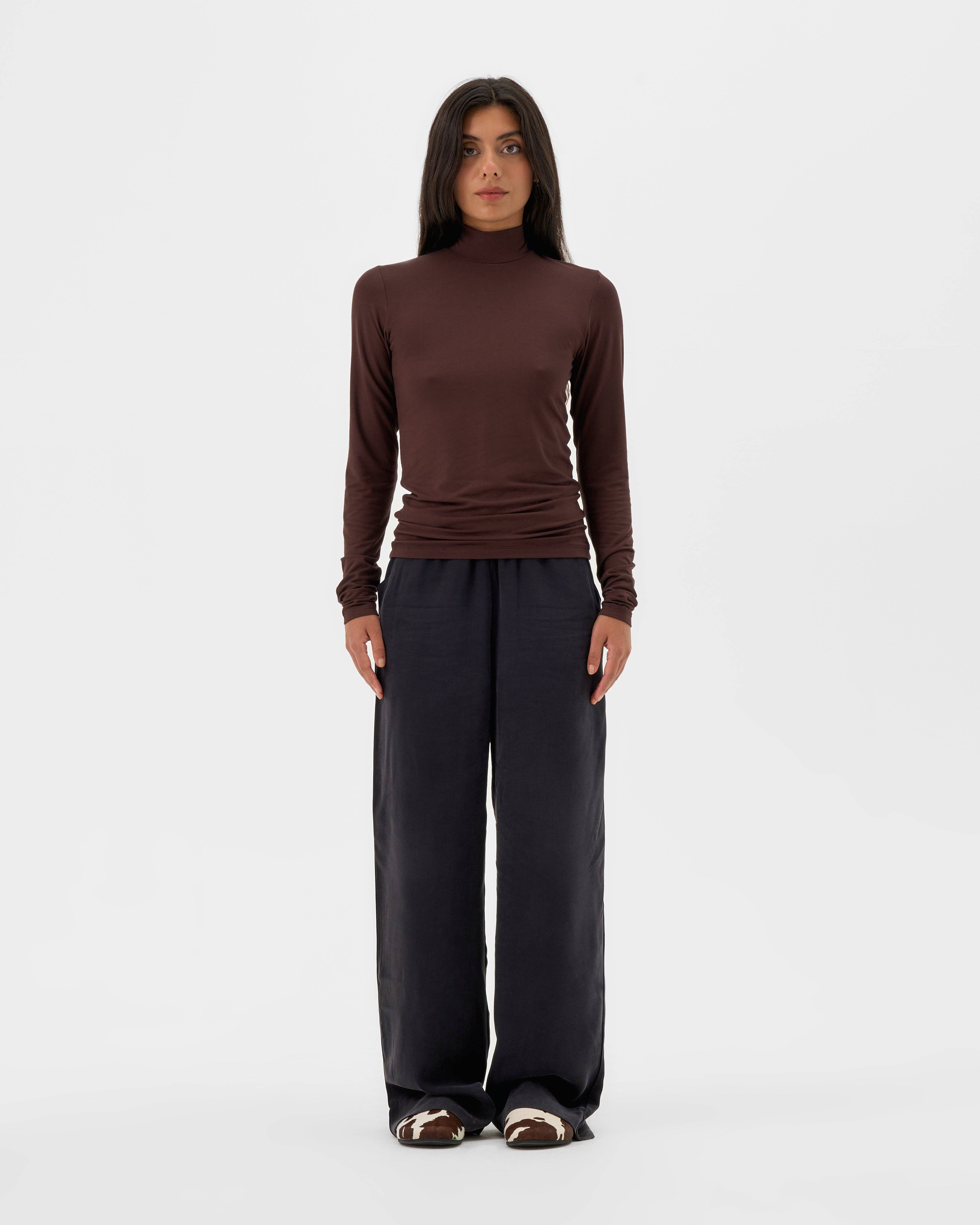 VALERIE C. - Wholesale Knit Top - Women's - Classic Turtleneck - Espresso1