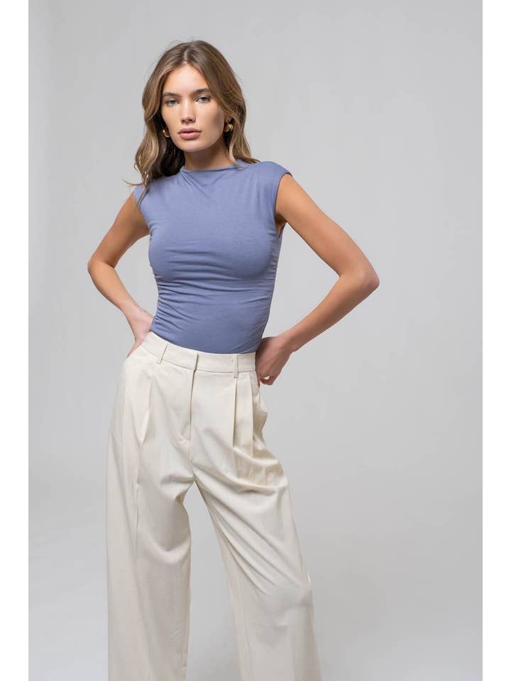 The Workshop Studio - Vente Haut en maille – femme - TOP EN MAILLE FRONCÉE À COL CHEMINÉE RÉVERSIBLE (PRÉ-COMMANDE)6