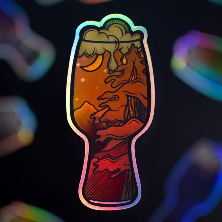 Porter Øl med Woods Holografisk Sticker, 4x1.75in for engroshandel hos Catnip and Kittens