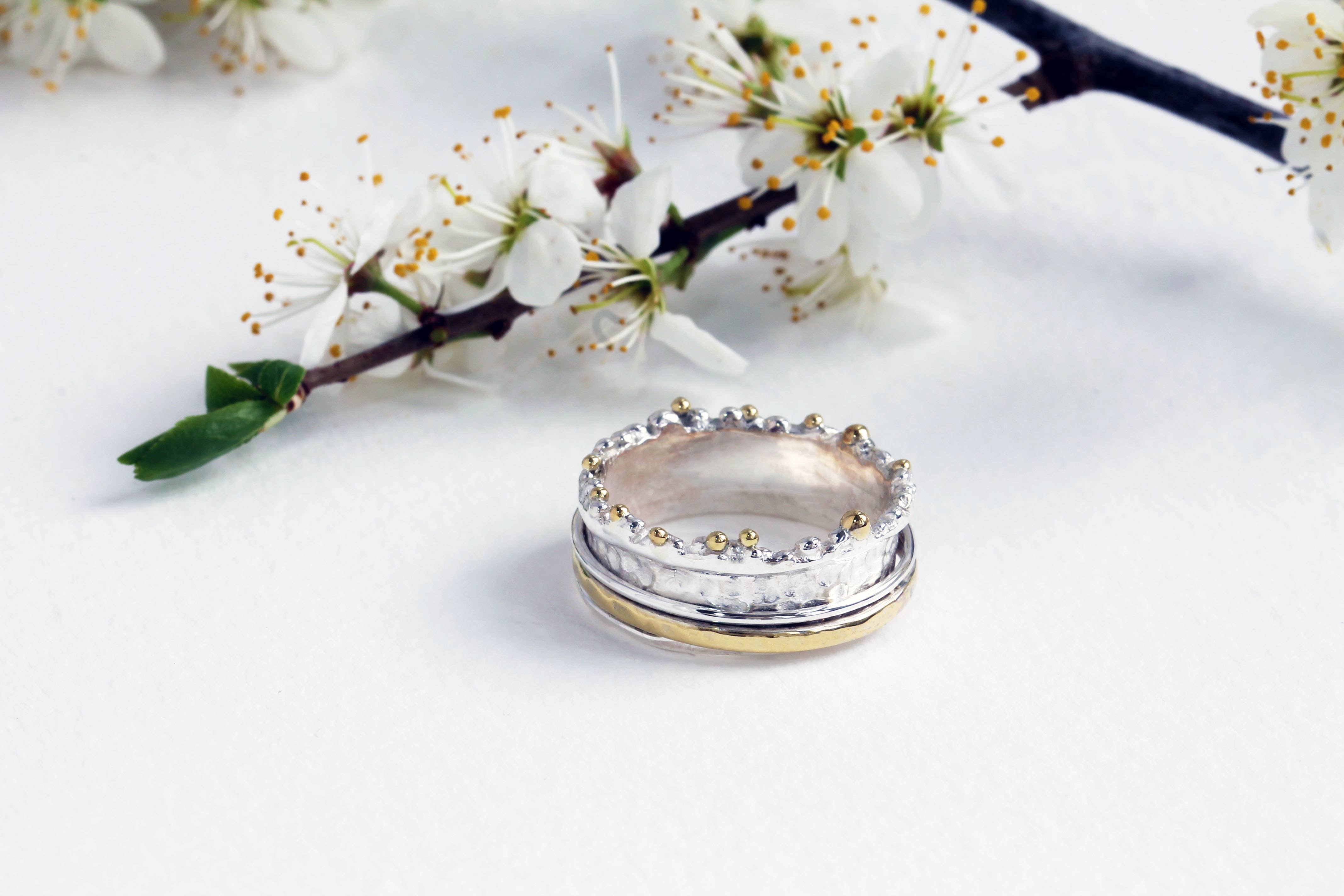 Banyan Jewellery - Wholesale Band/Stacked Ring - Handmade Crown Mixed Metal Spinning Ring4