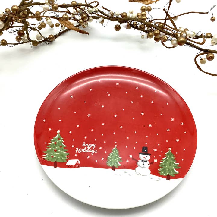 All Little Cute Things - Wholesale Salad Plate - Christmas Happy Holiday Snowman salad Cake Side Plate1