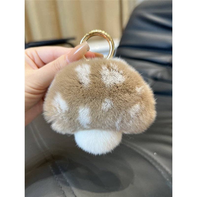 FurDecoration - Wholesale Keychain - Women's - Rex Rabbit Fur Mushroom Keychain - Adorable and Authentic1