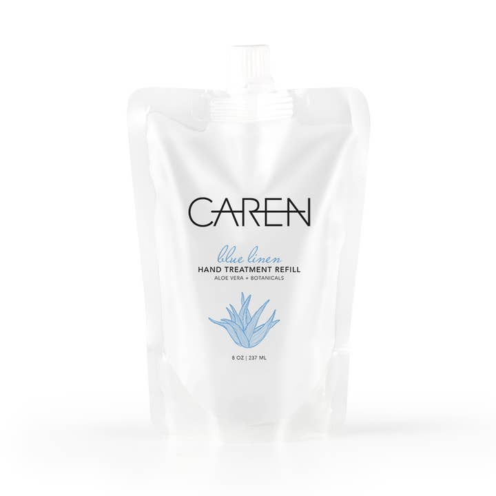 Blue Linen 8 oz Hand Treatment Refill Pouch for wholesale by Caren Products