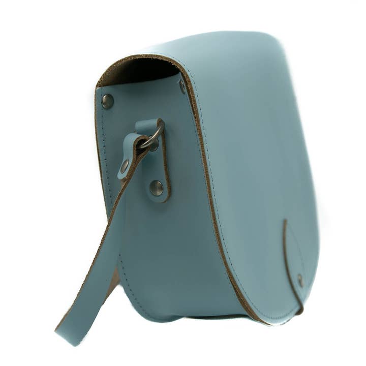 Babyblå Lädersadelaxelväska - Zarah för wholesale av A to Z Leather
