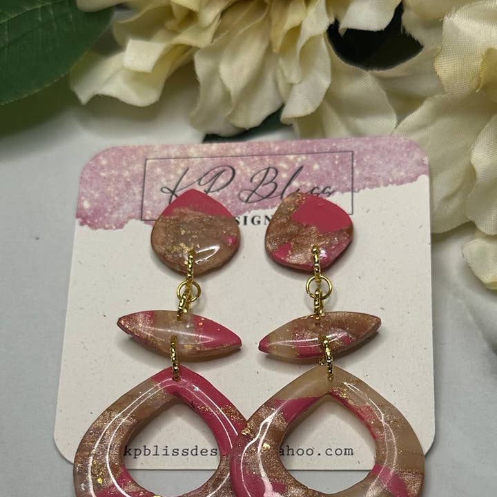 Handmade Marble Tear Drop Polymer Clay Dangle Earrings for wholesale by KP Bliss Designs