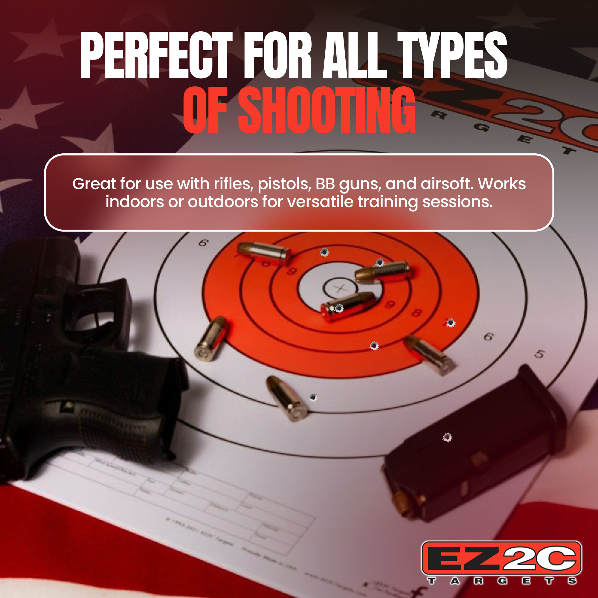 EZ2C Targets - Wholesale Sporting Accessories - 25 EZ2C Targets Style 12: Paper Targets for Shooting Range B16 USA MADE 11"x17" Pad of 257