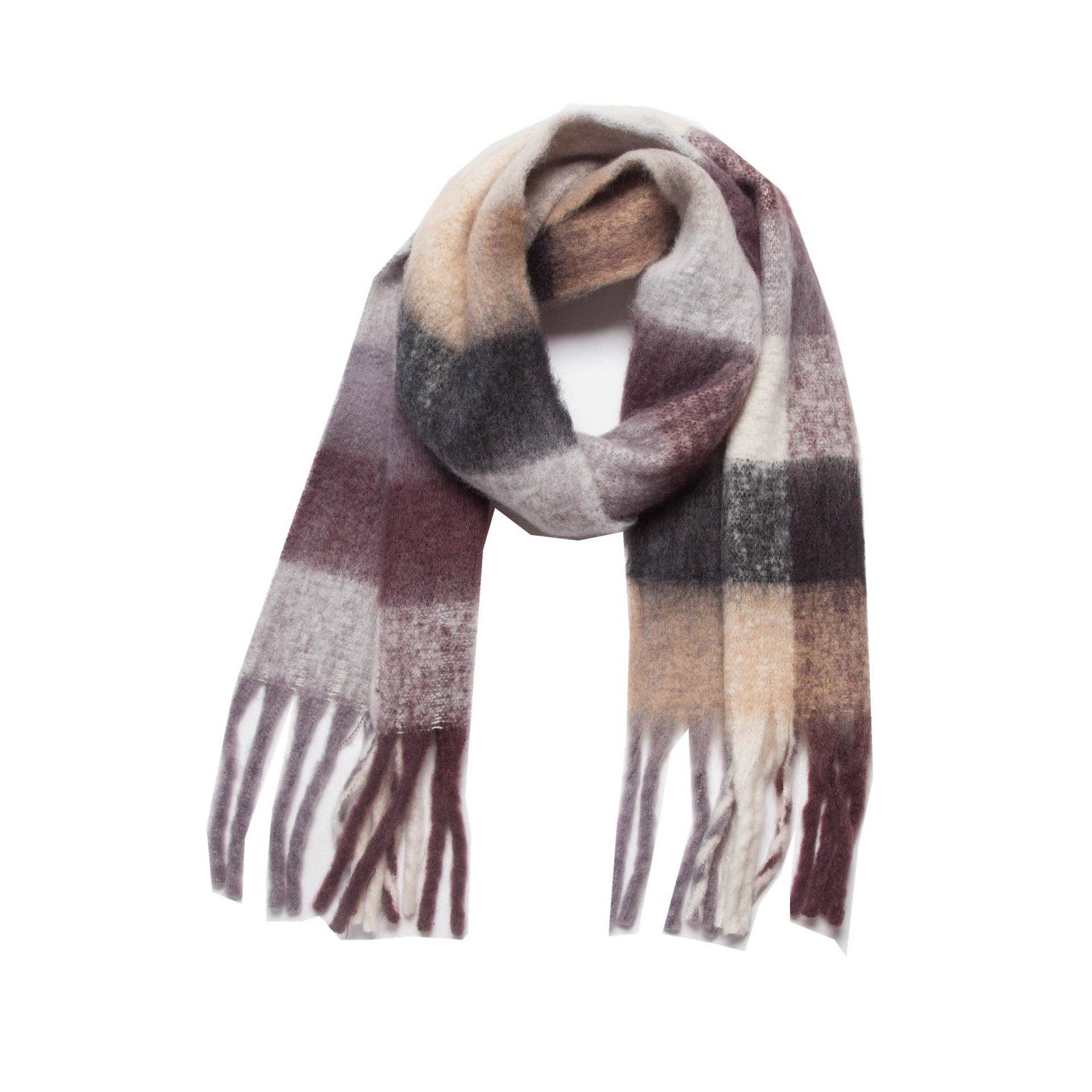 Dipped Shop - Wholesale Scarf - Women's - Coloful Plaid Tassel Scarves DPKS101220