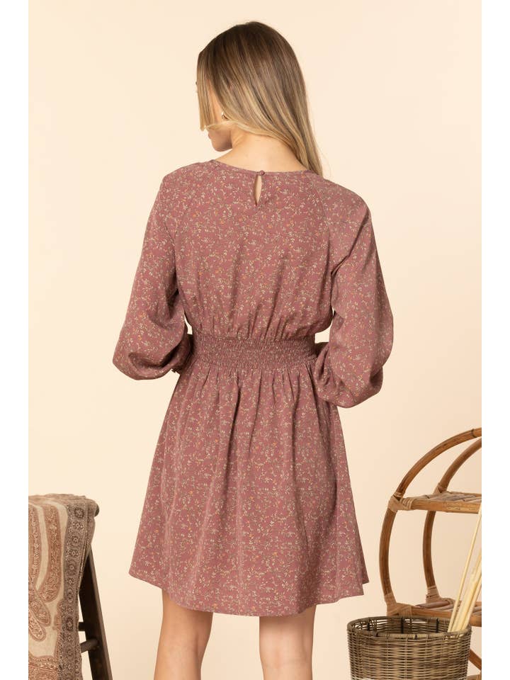 Malva EP-DR27606 Vestido campesino de manga larga floral de venta al por mayor en Faire2