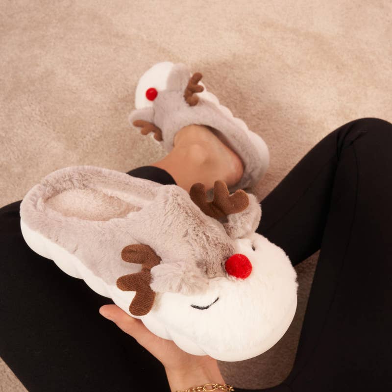 idealshoes – wholesale Tofflor - Dam – Tofflor med renmotiv, storlekar 36–41, 12 par per paket9