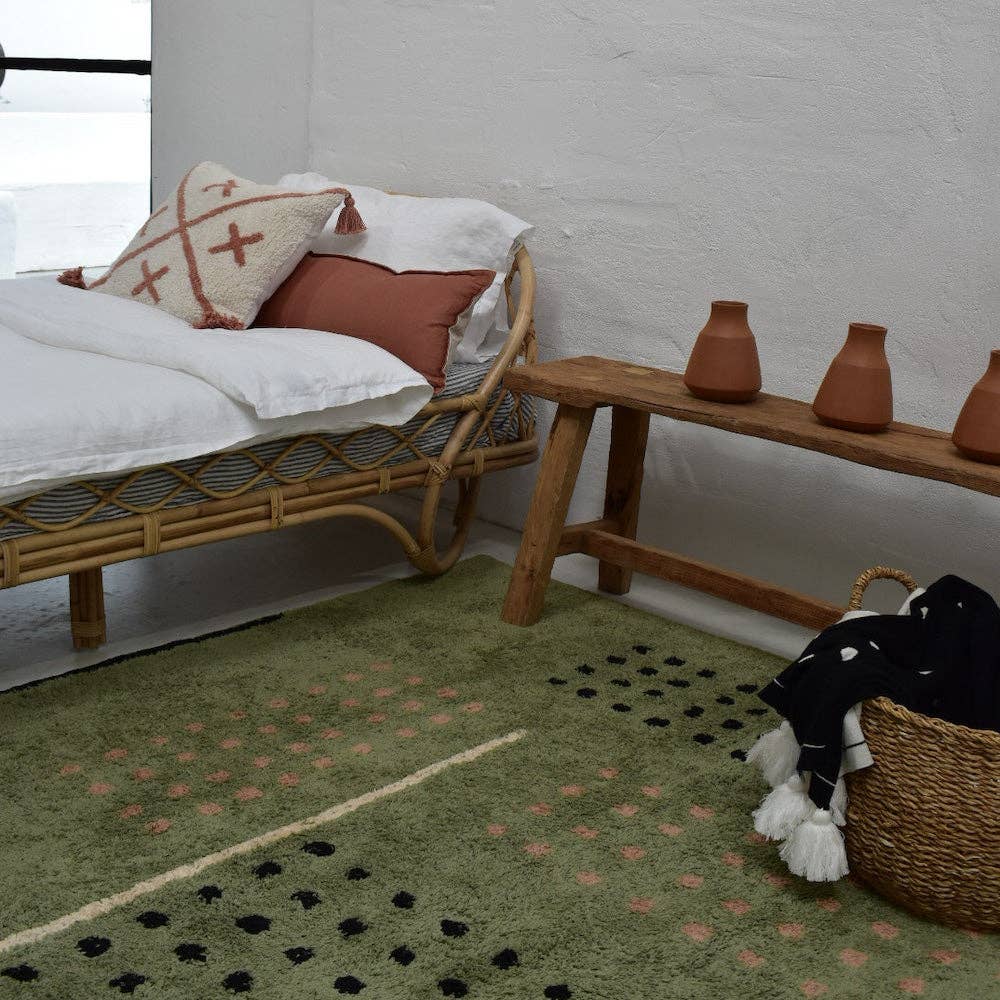 Oh Happy Home - Wholesale Vloerkleed - Wasbare katoenen vloerkleed met rasterpatroon - groen2