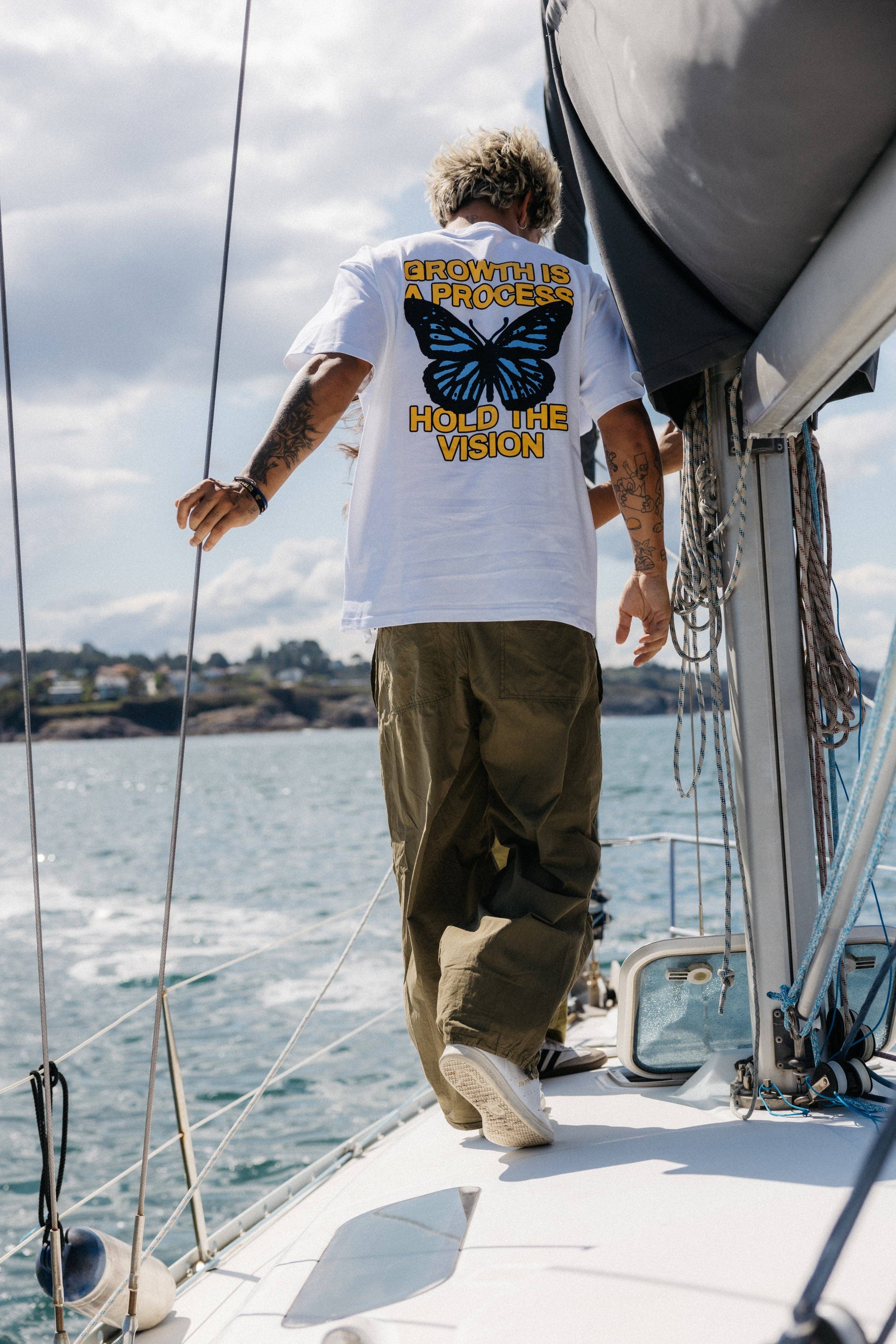 NWHR - Wholesale Screen Printed T-Shirt - Unisex - Butterfly white T-shirt - Organic Cotton1