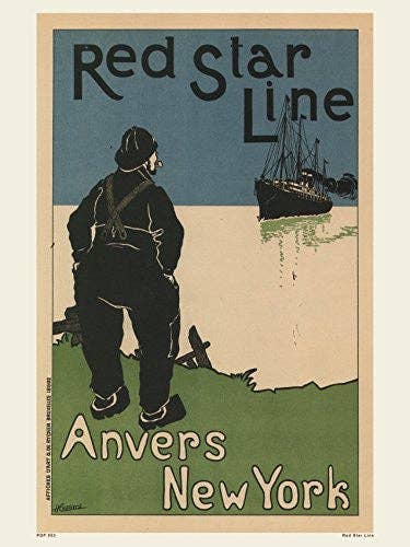 Art nouveau Poster Art Print Red Star Line Poster Kunstdruk 30x40cm voor wholesale door On The Wall Art Ltd