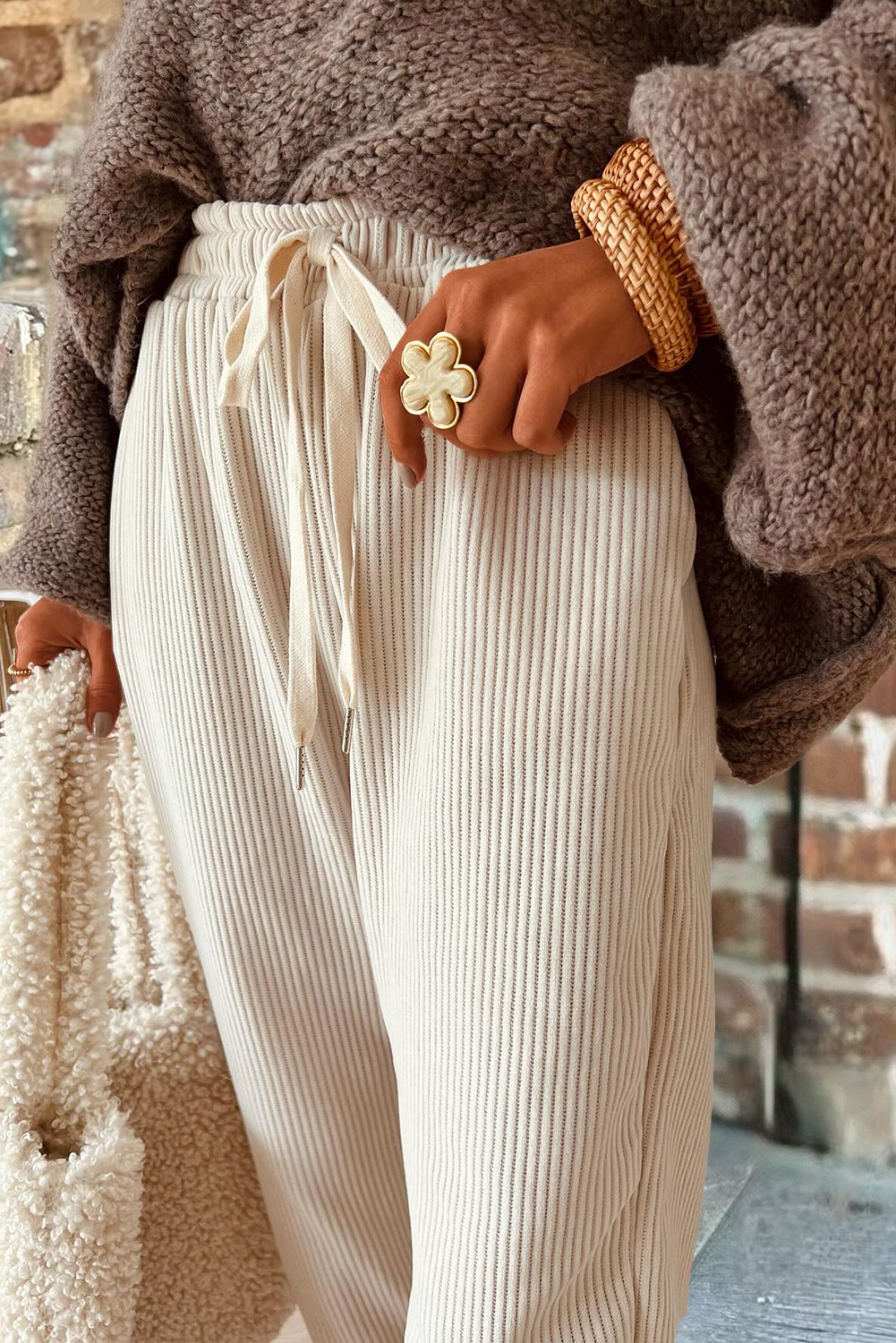 66DISCO - Wholesale Pants - Women's - 66 Drawstring Elastic Waist Casual Corduroy Pants (S-XL)4