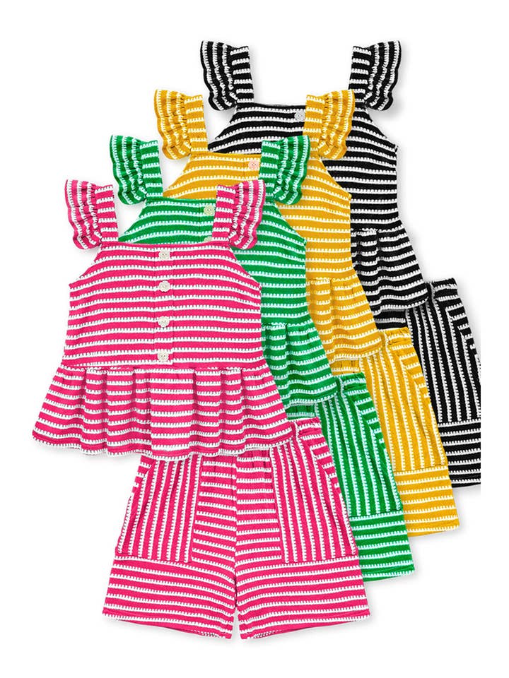 Cutie Patootie Clothing - Vente Ensemble haut et short – enfant - Ensemble court rayé 2 pièces pour fille GKSS-Q25-3338B1