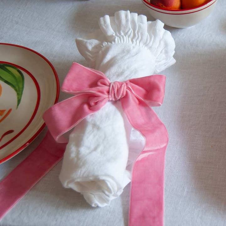 Velvet Decorative Bow - Peony Crush (Set of 4) for wholesale by Evie and Skye Limited