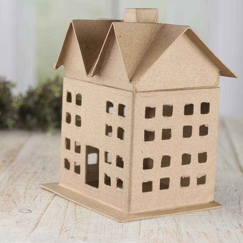 Factory Direct Craft - Wholesale Decorative Tabletop Object - Premade Paper Mache Putz House Box - 7" x 9" x 5-1/2" 0