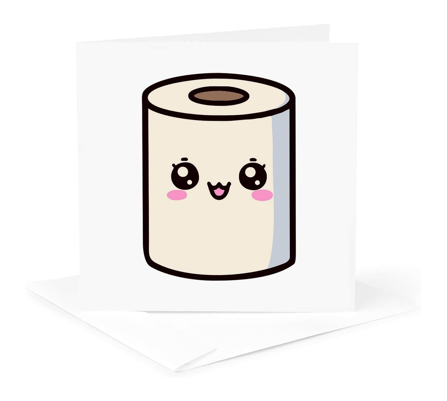 3dRose - Vente Carte de vœux classique - 3dRose, Illustration Kawaii Mignonne d'un Rouleau de Papier Toilette, Carte de Vœux0