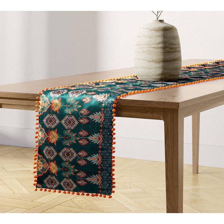 Evergreen Essence 94"x14" Micro Velvet Bed and Table Runner for wholesale by India Circus