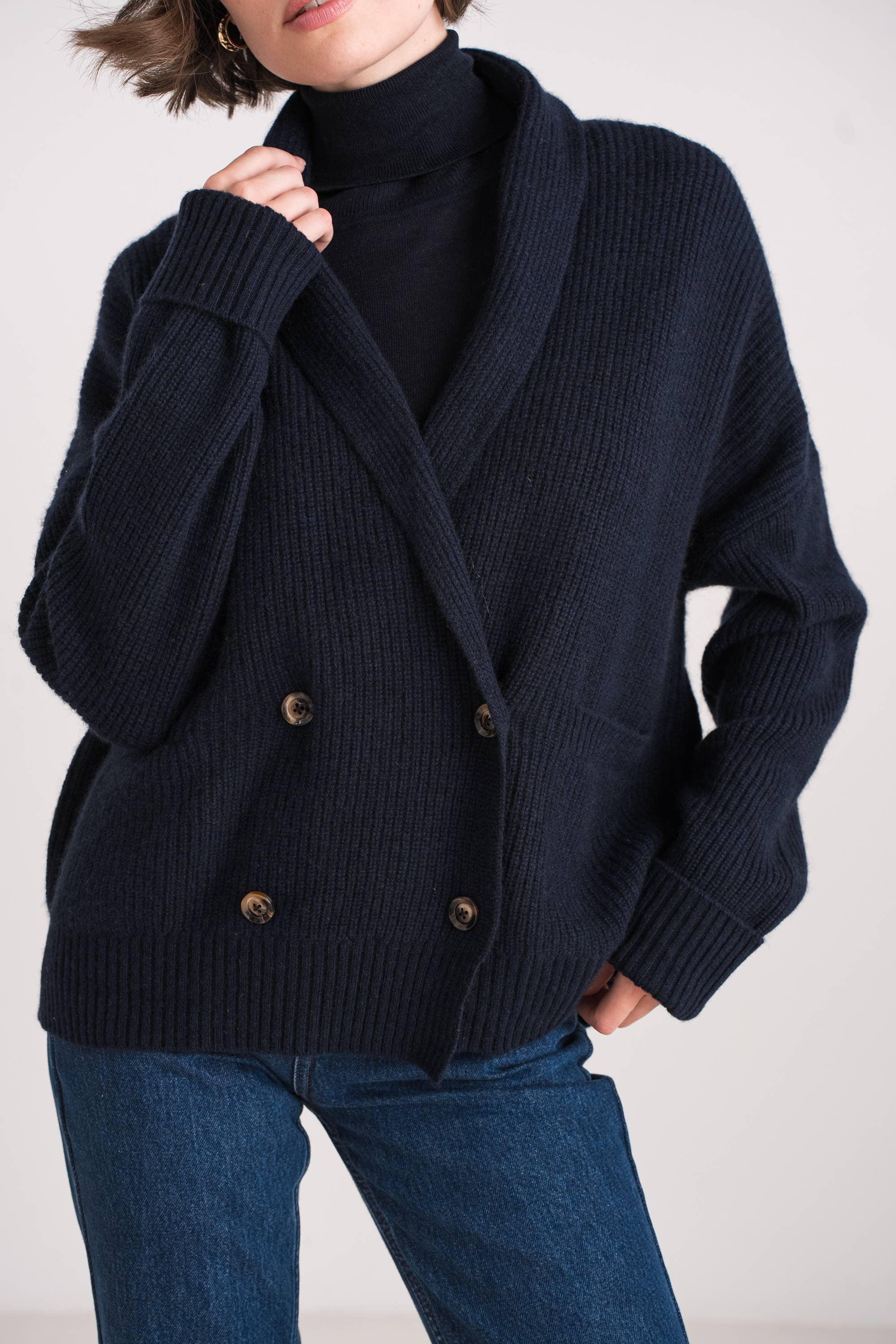 jw.atelier – Cardigan - Mulher por atacado – Colete xale 100% caxemira 4 fios6