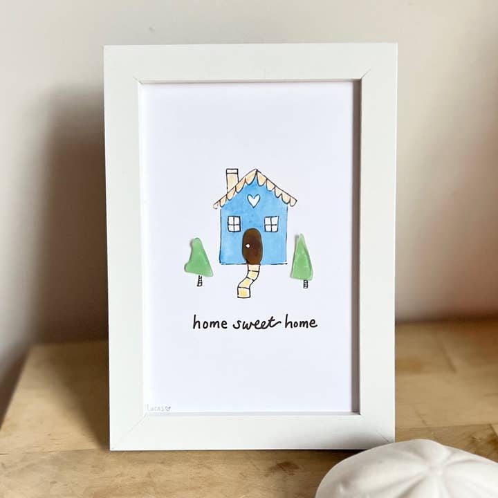 Sook & Hook - Wholesale Art Print - Home Sweet Home Sea Glass Art0