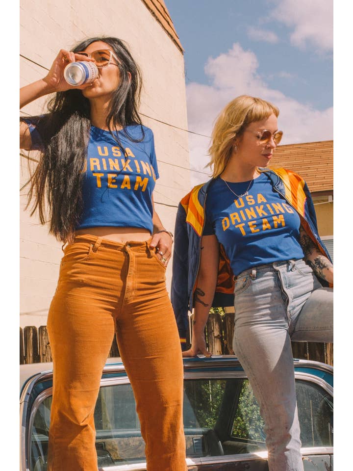 REMOVED BRAND - Wholesale Screen Printed T-Shirt - Women's - USA Drinking Team