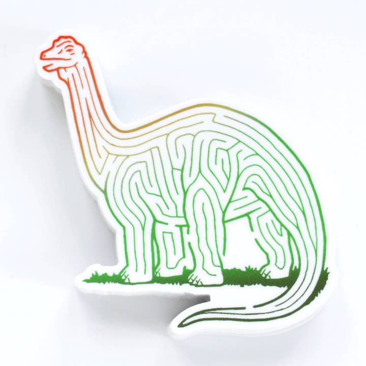 Vulcanodon Dinosaurie labyrint Die Cut Vinyl klistermärke | 3x3 inches för wholesale av Imaginary Animal