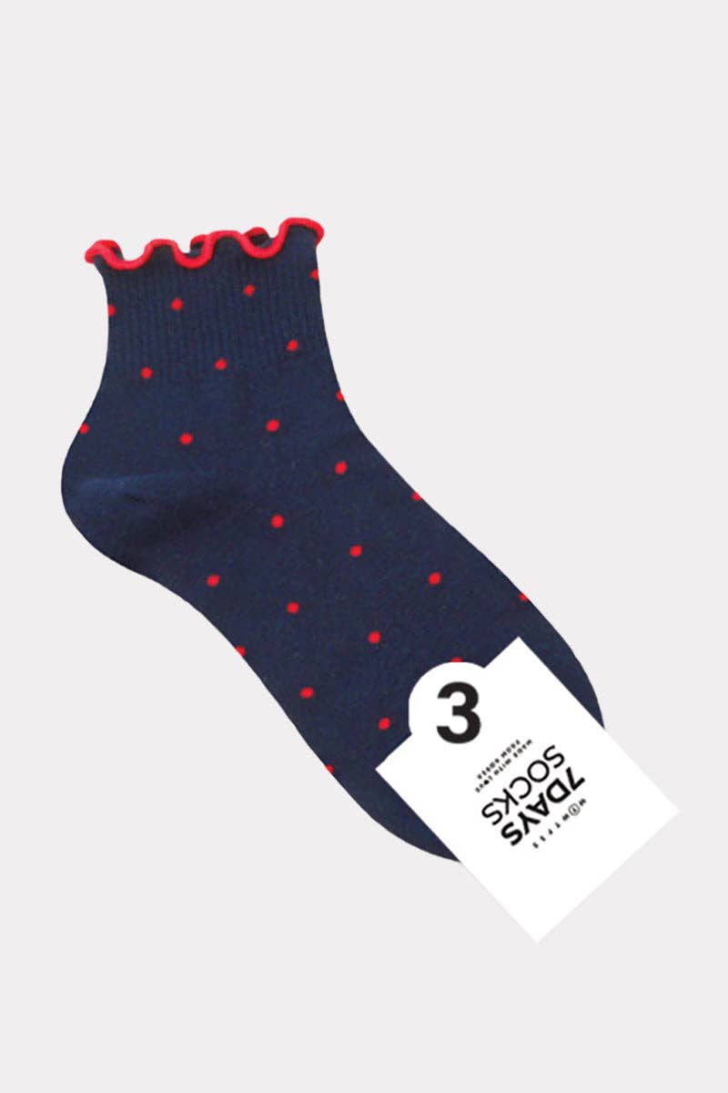 7DAYSSOCKS - Wholesale Socks - Women's - Women's Crew Frill Dot Socks0