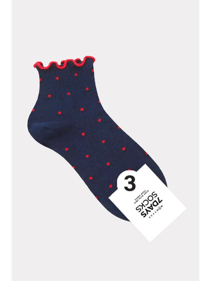 7DAYSSOCKS - Wholesale Socks - Women's - Women's Crew Frill Dot Socks