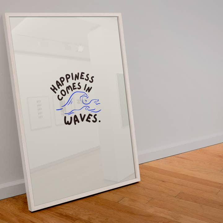 Happiness comes in waves print for wholesale by Blue Iris Designs Co