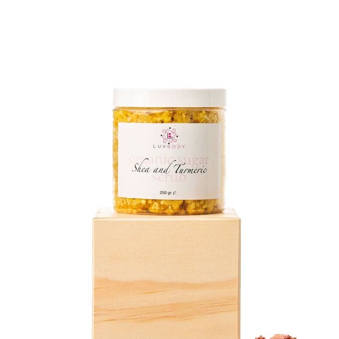 Pure Shea Butter Sugar Scrub With Turmeric for wholesale by Luvbody
