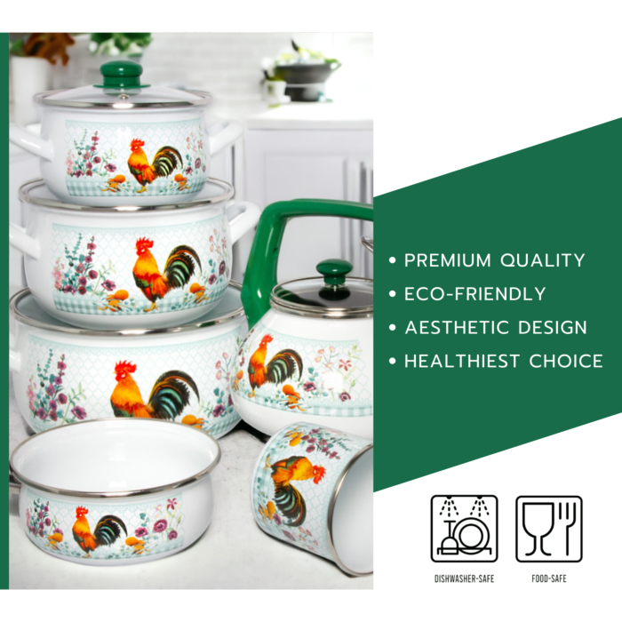 STP - Wholesale Cooking Pot - Golden Rooster Belly Deep Stock Pot with Glass Lid5