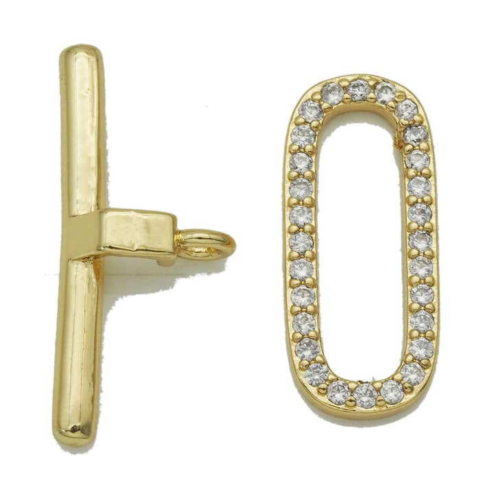 CZ Paperclip Toggle Guldlås, SKU #LX185 för wholesale av BestBeads&Beyond