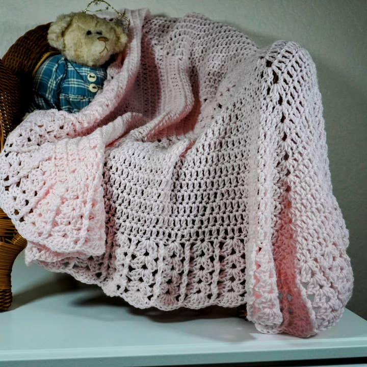NEW Handmade Crochet Baby Blanket Afghan girl (LT. Pink) for wholesale by Ja Lynn Designs Studio