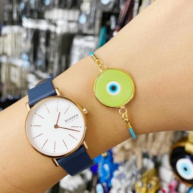 Evileyefavor – wholesale Charm/dangle bracelet – Murano Evil Eye Bracelet, Green Murano Bead, Adjustable Cord Bracelet0