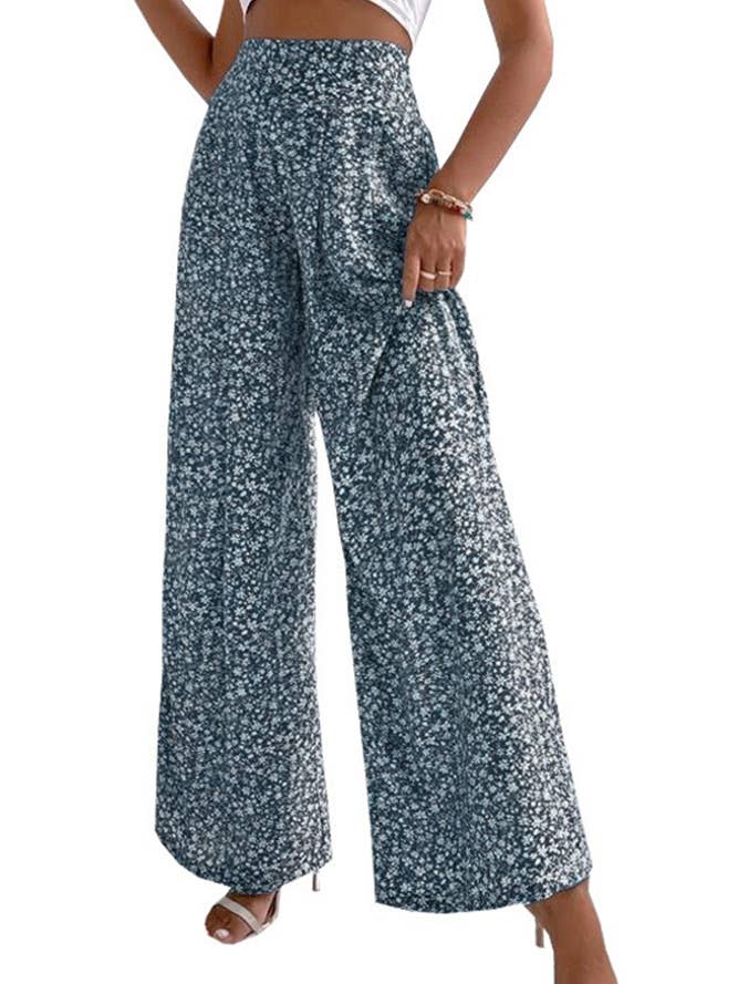 UNISHE - Wholesale Broek - Dames - Hoge Taille Wijde Pijpen Bloemenbroek ZK24915