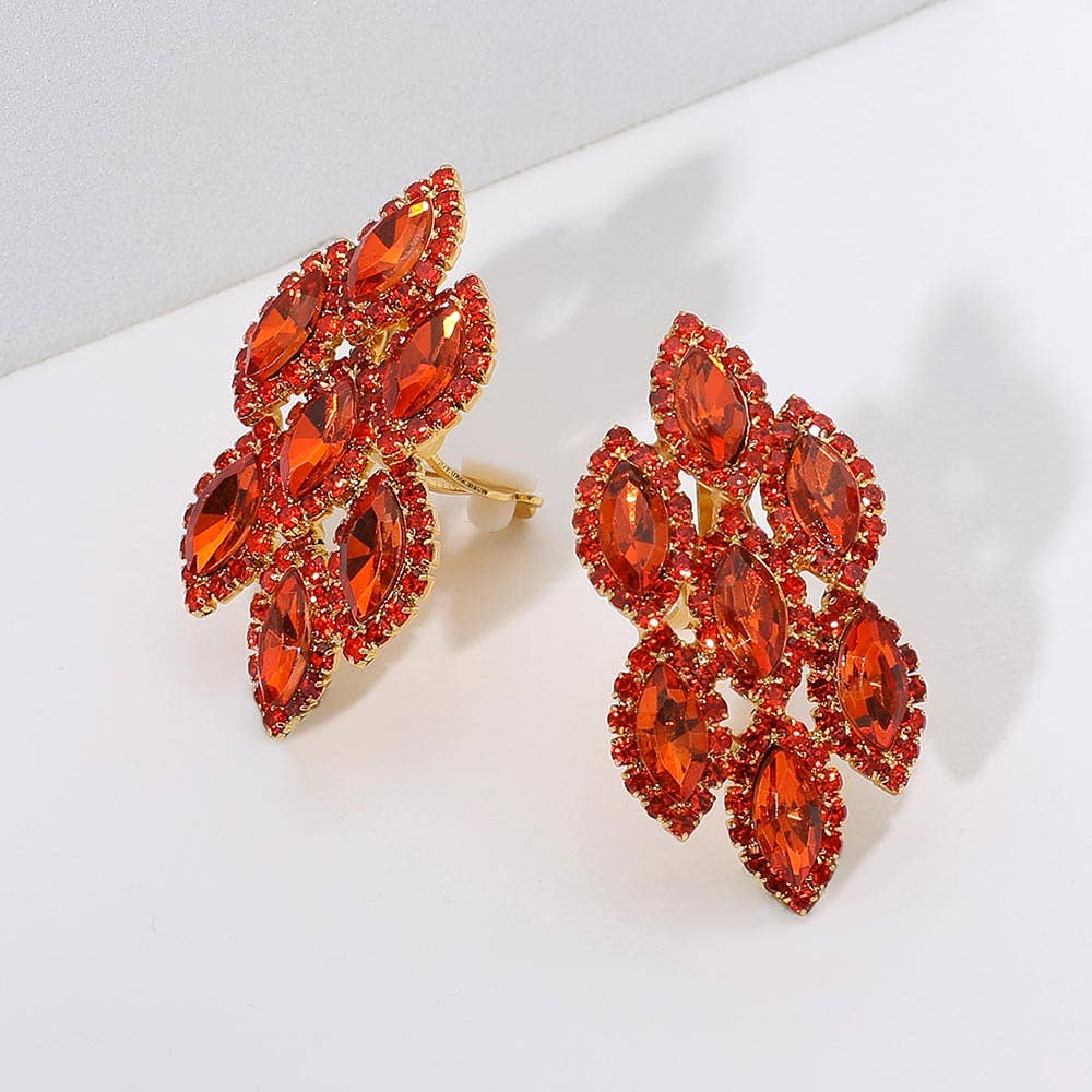 Sensibling Corp. - Wholesale Clip-On Earrings - Marquise Stone Embellished Clip On Earrings6