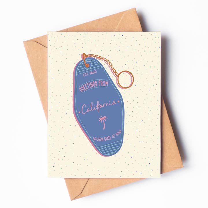 California Keychain Card for wholesale by Pink Pigeon Studio