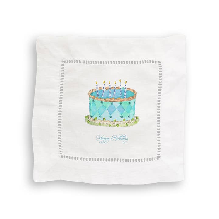 French Graffiti - Wholesale Tea Towel - Blue Birthday Cake